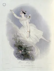 Marie Taglioni (1804-84) em &39;La Sylphide&39;, gravado por Richard James Lane (1800-72) 1836